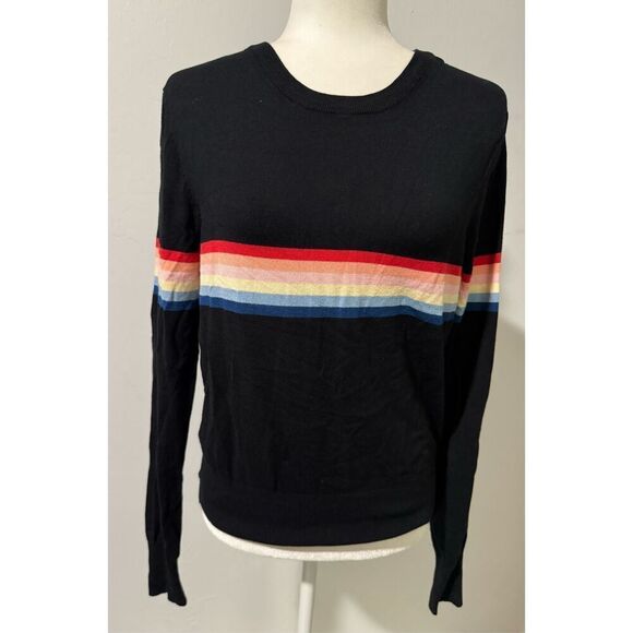 Madeline Thompson x Spiritual Gangster colorful striped black sweater M - Picture 2 of 7